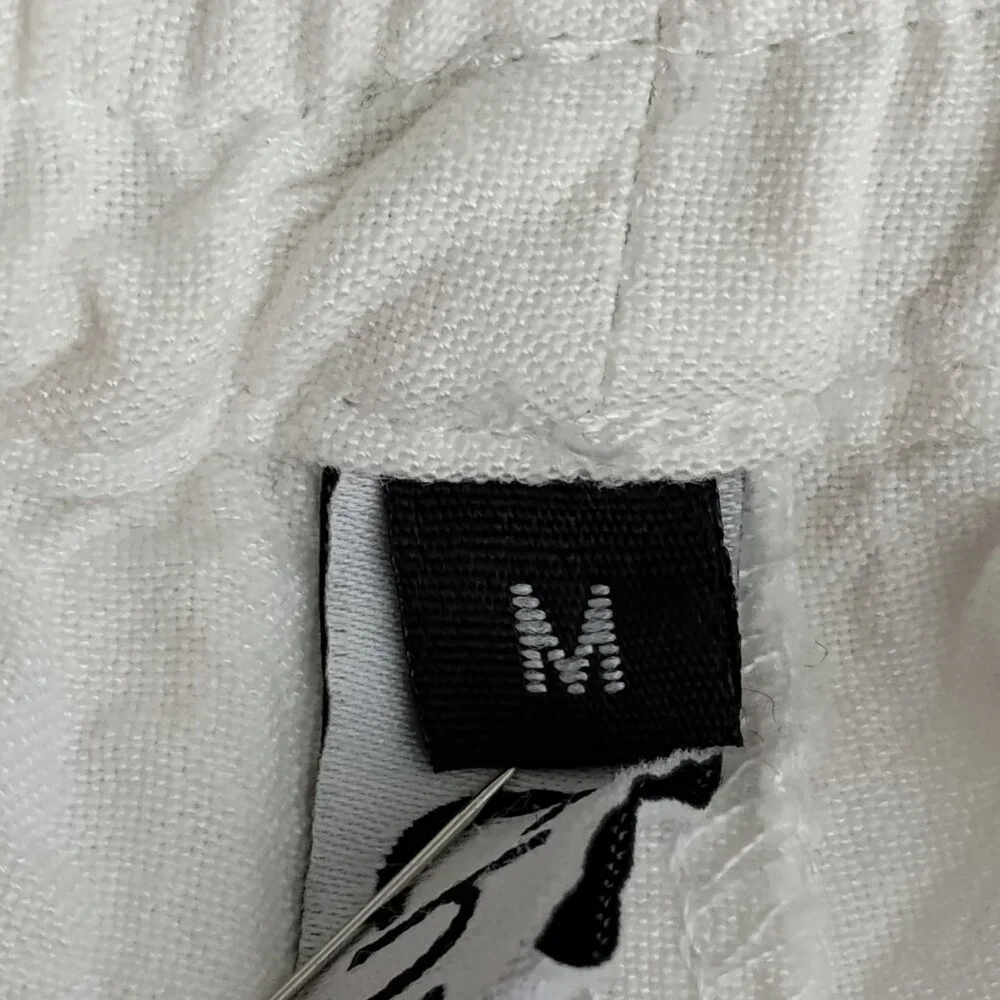 Chartou Linen Blend Lagenlook Pants Size M White With Pockets and Drawstring - Picture 6 of 9